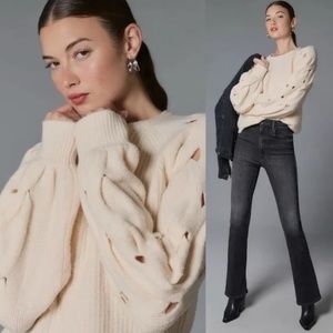 Anthropologie Caballero Cream / Ivory open Weave Sweater Knit Pullover Sz XS.